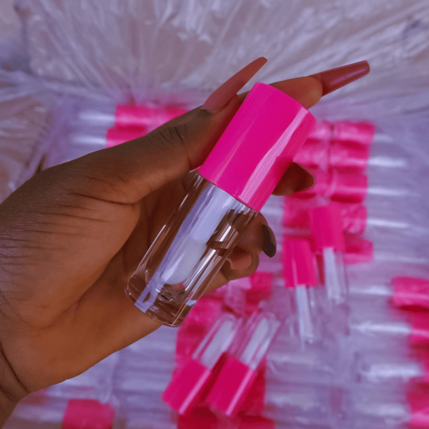 Empty lip Gloss wand  Tube ,  pink lip gloss tube, big brush lip gloss tubes 